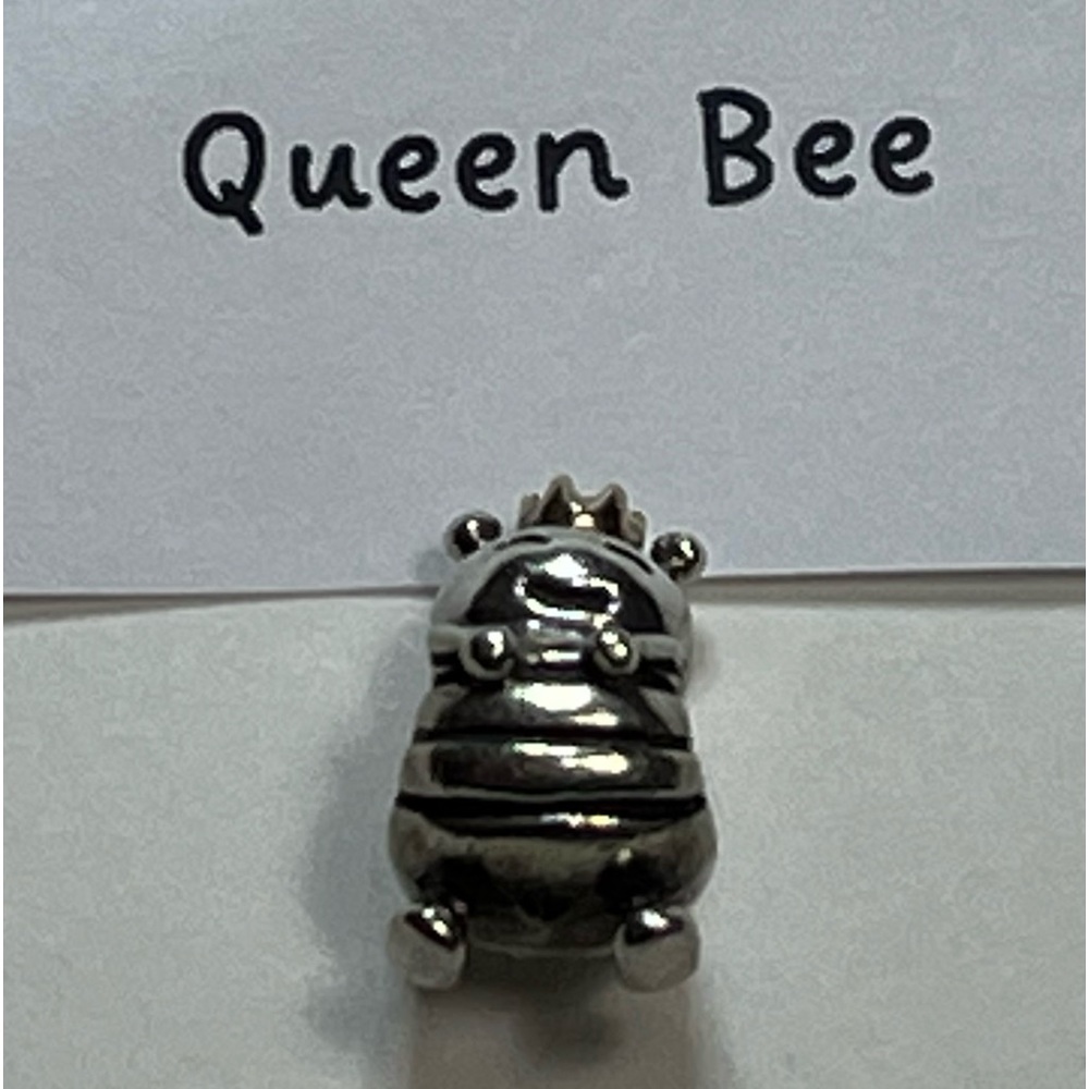 👑🐝Pandora Retired Sterling Silver Queen Bee Bead With 14K Gold Crown - Picture 10 of 11